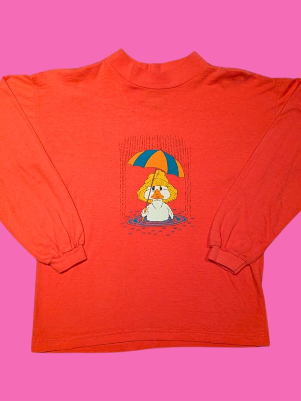 Y2K Original Au Coton, Orange Long Sleeves Shirt Size S